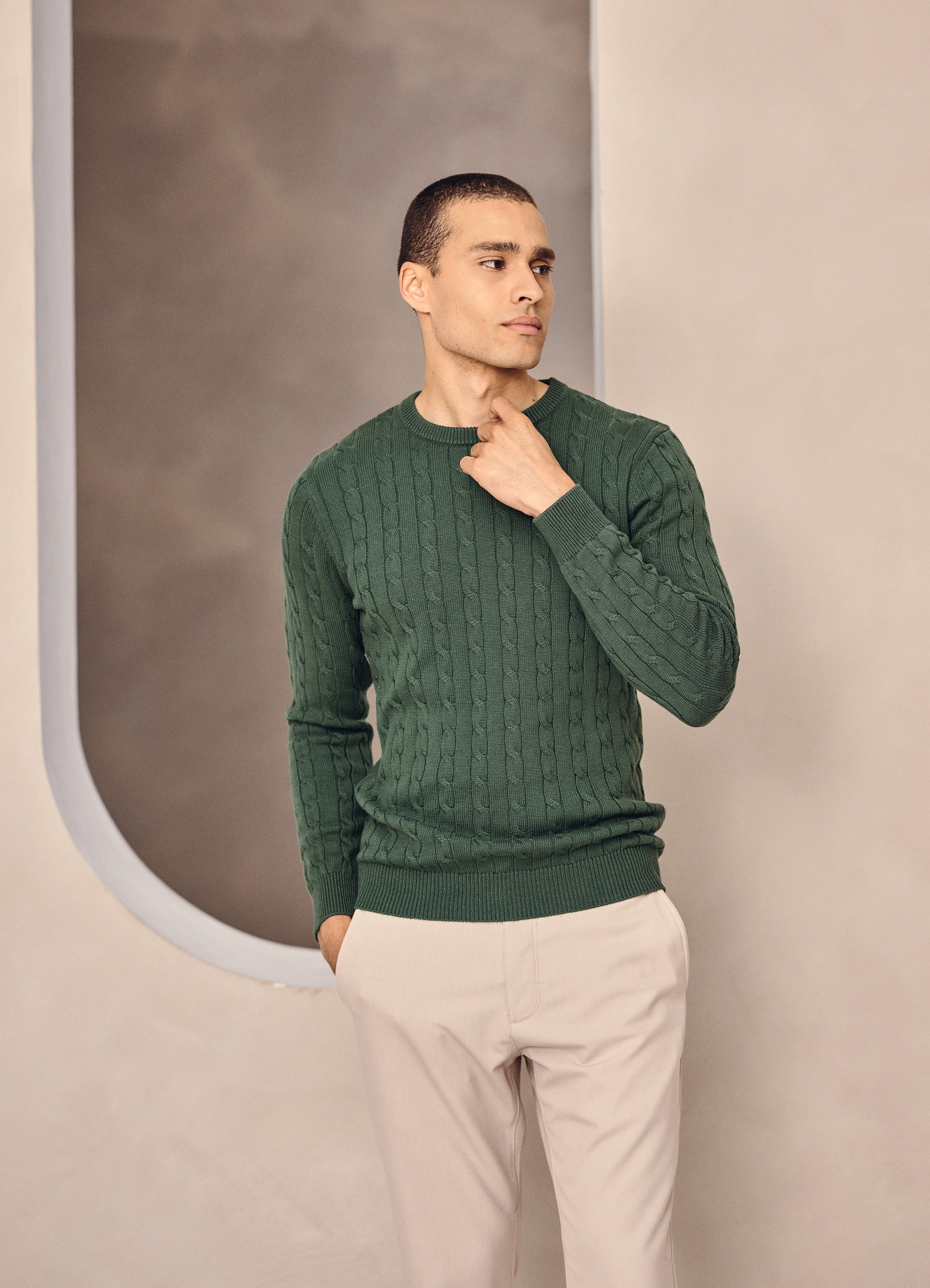 Oxford Cable Sweater - Dark Green